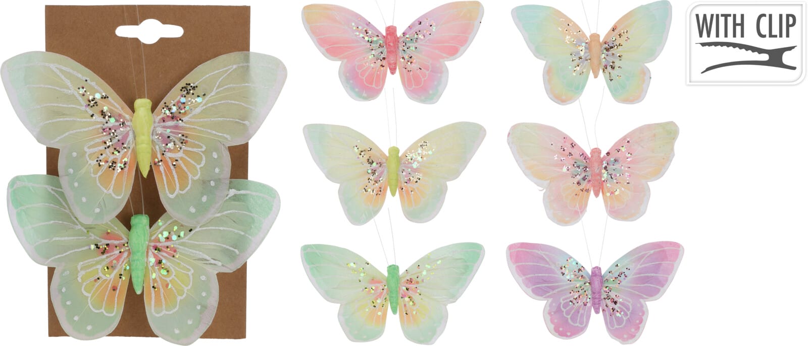 Fiðrildi 3 litir Garðskraut