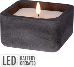 Kerti Led í steyptum potti dökk grátt