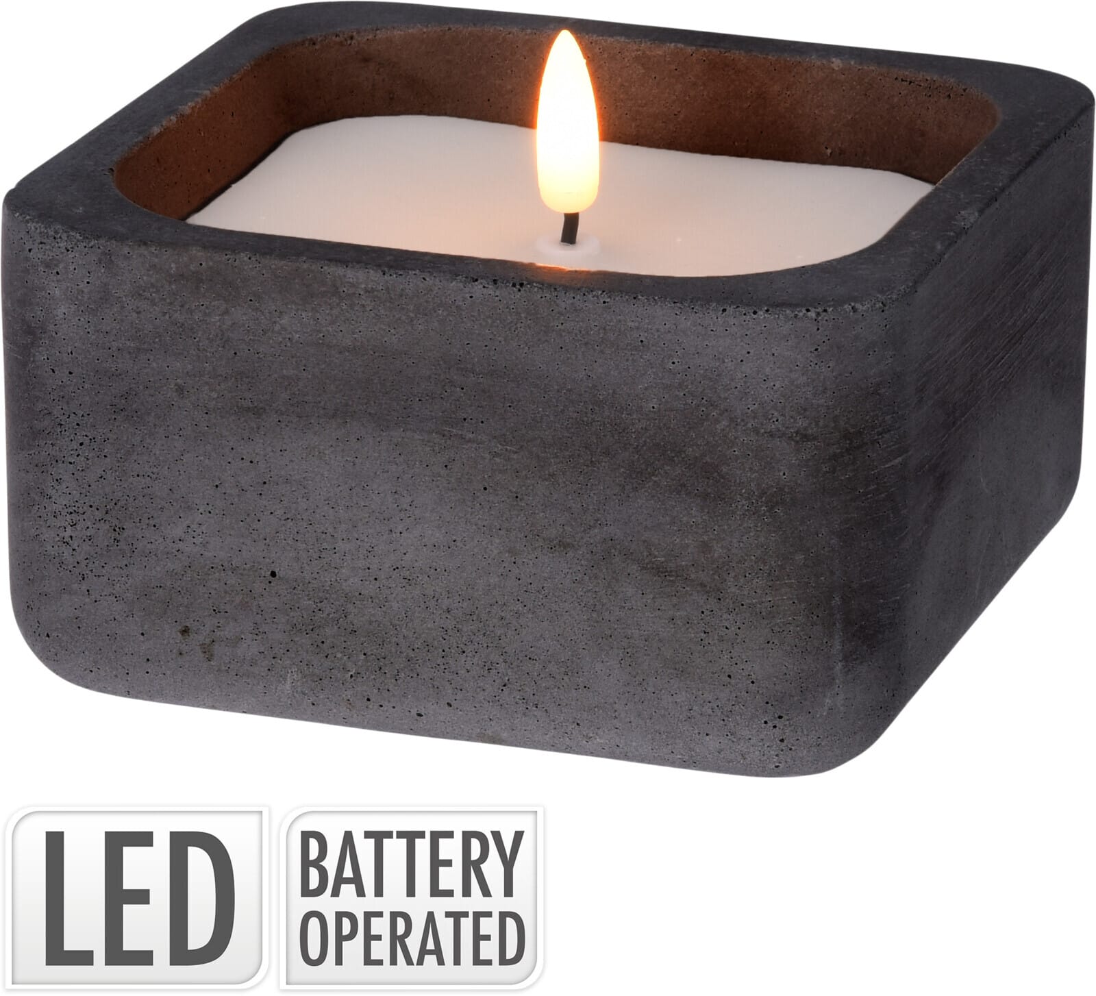 Kerti Led í steyptum potti dökk grátt