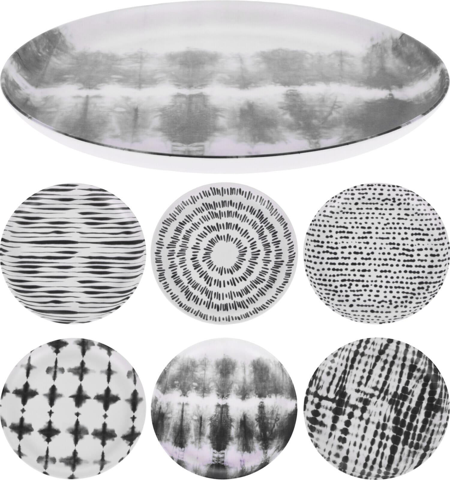 Diskur Melamine Svart/hvítur 25cm