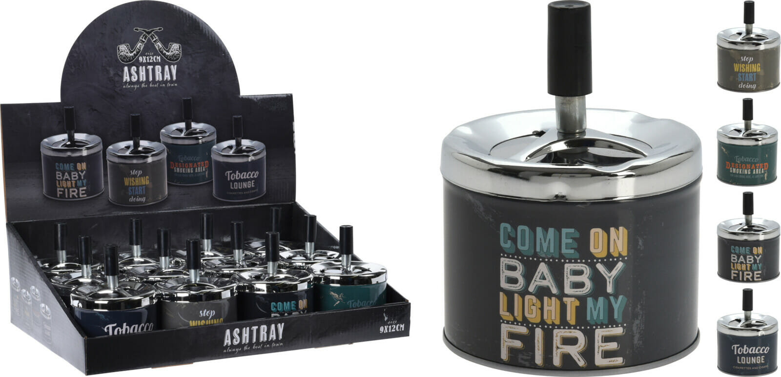 Öskubakki svartir m/texta 9x12cm