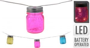 Ljósasería í glerkrukkum marglita