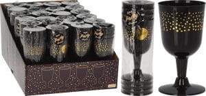 Vínglös svört plast 4 stk